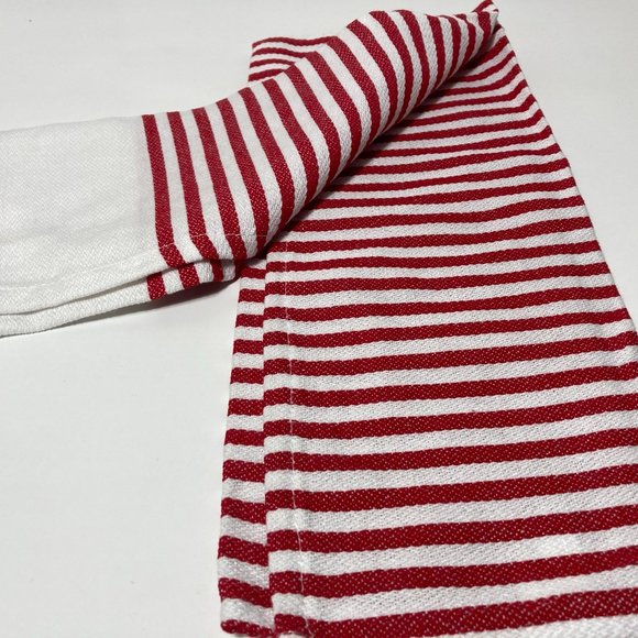 Striped Red Kitchen Hand Towel Nautical Anchor - Picture 6 of 9